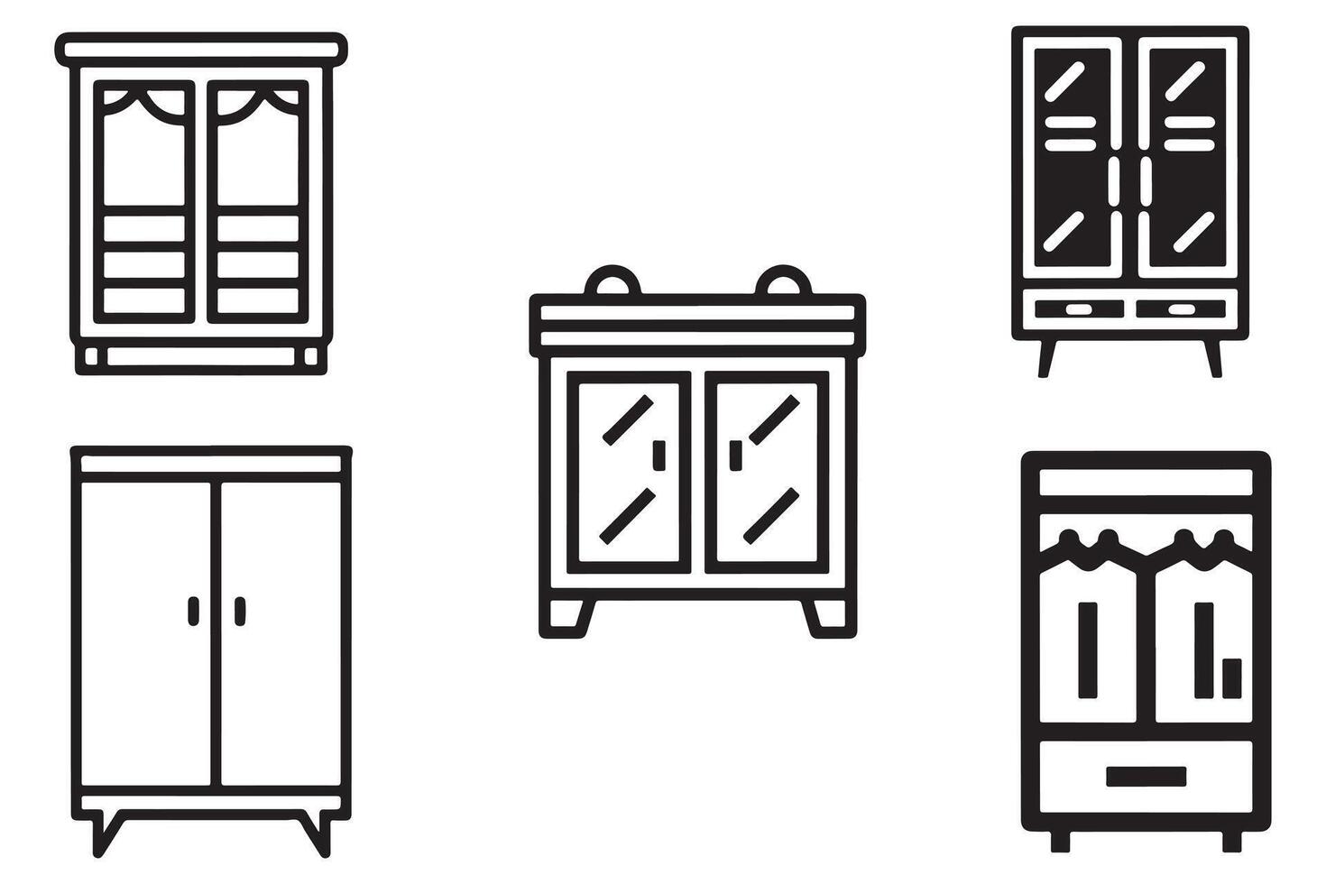 credenza schema mano disegnato impostato vettore su bianca sfondo