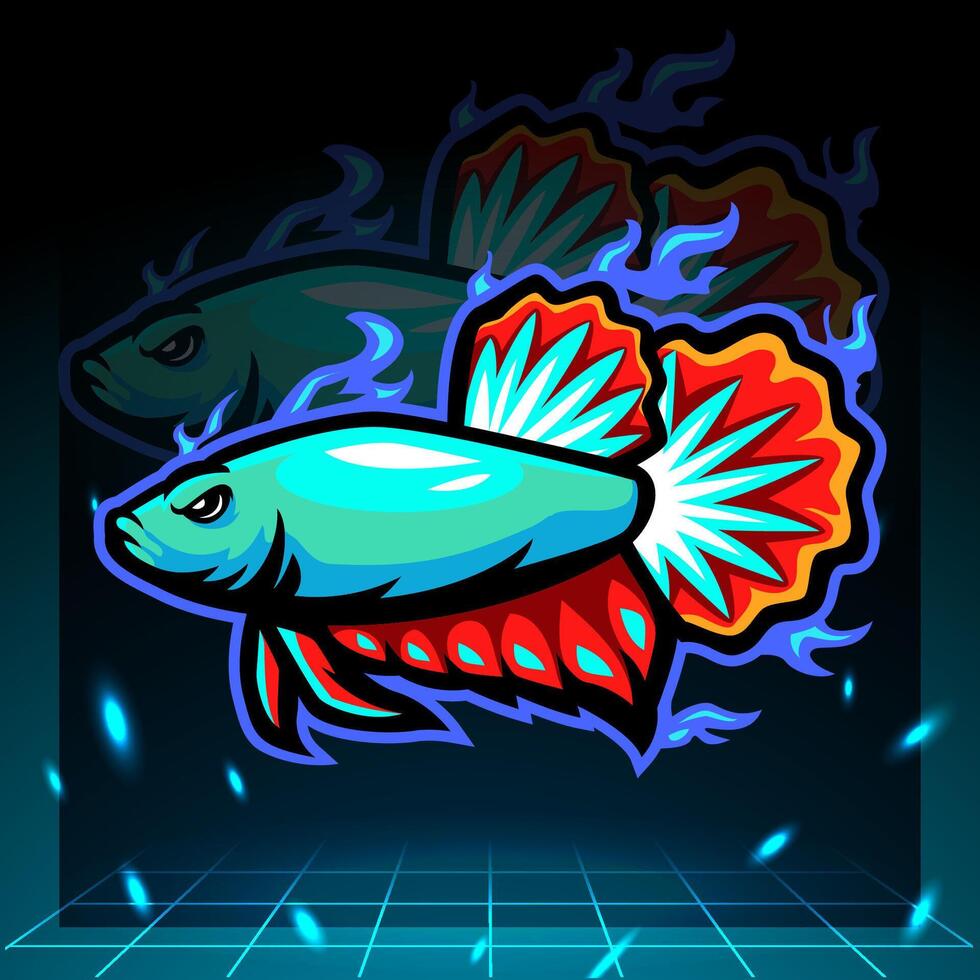 betta pesce mascotte. esport logo design vettore