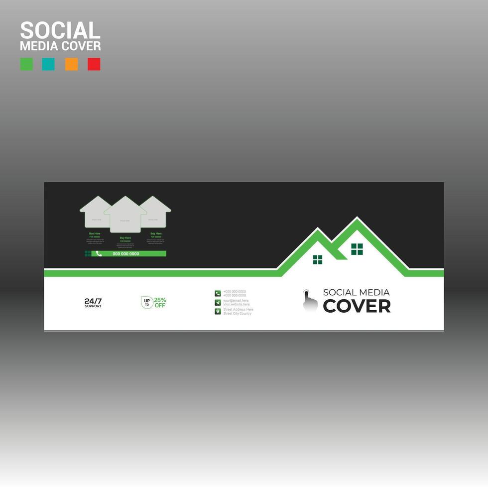 sociale media copertina per casa e edificio azienda uso vettore