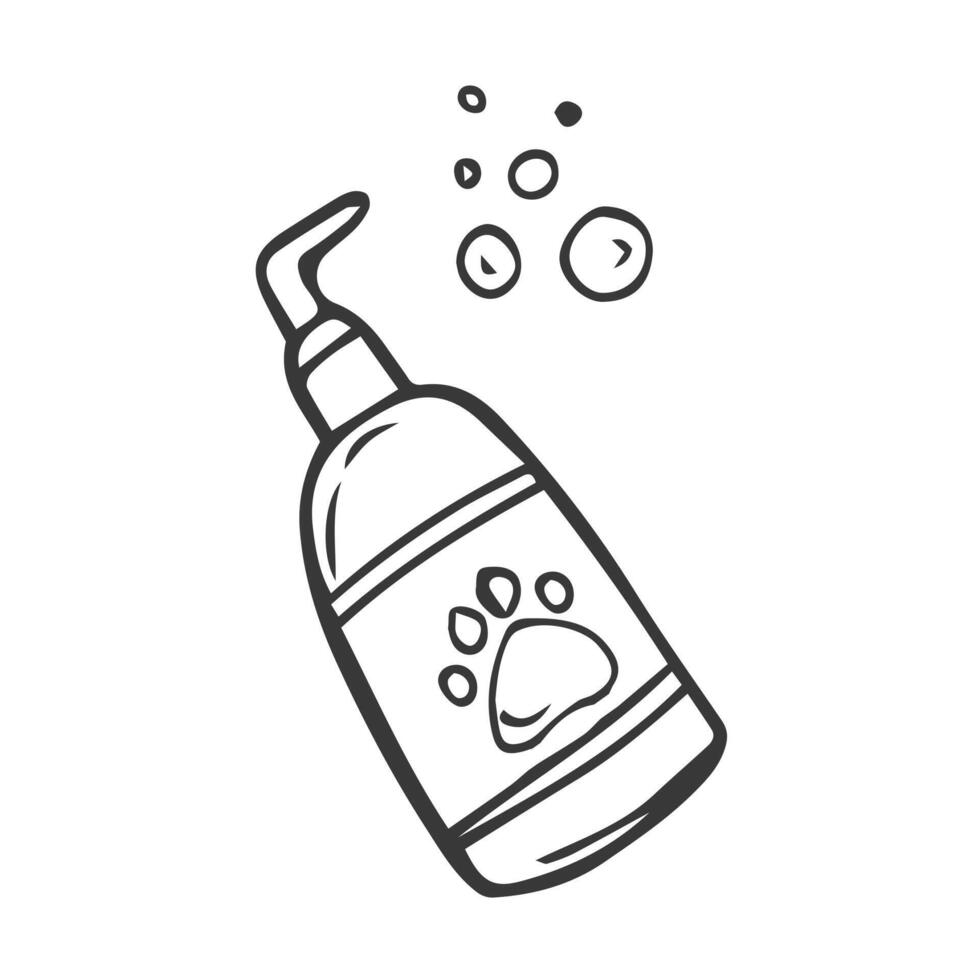 animale domestico shampoo vettore icona. cosmetici per lavaggio cani e gatti. prodotti per animali, veterinario e toelettatura.