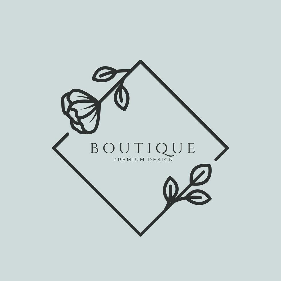 boutique logo invito bellezza femminile modello vettore icona minimalista simbolo design