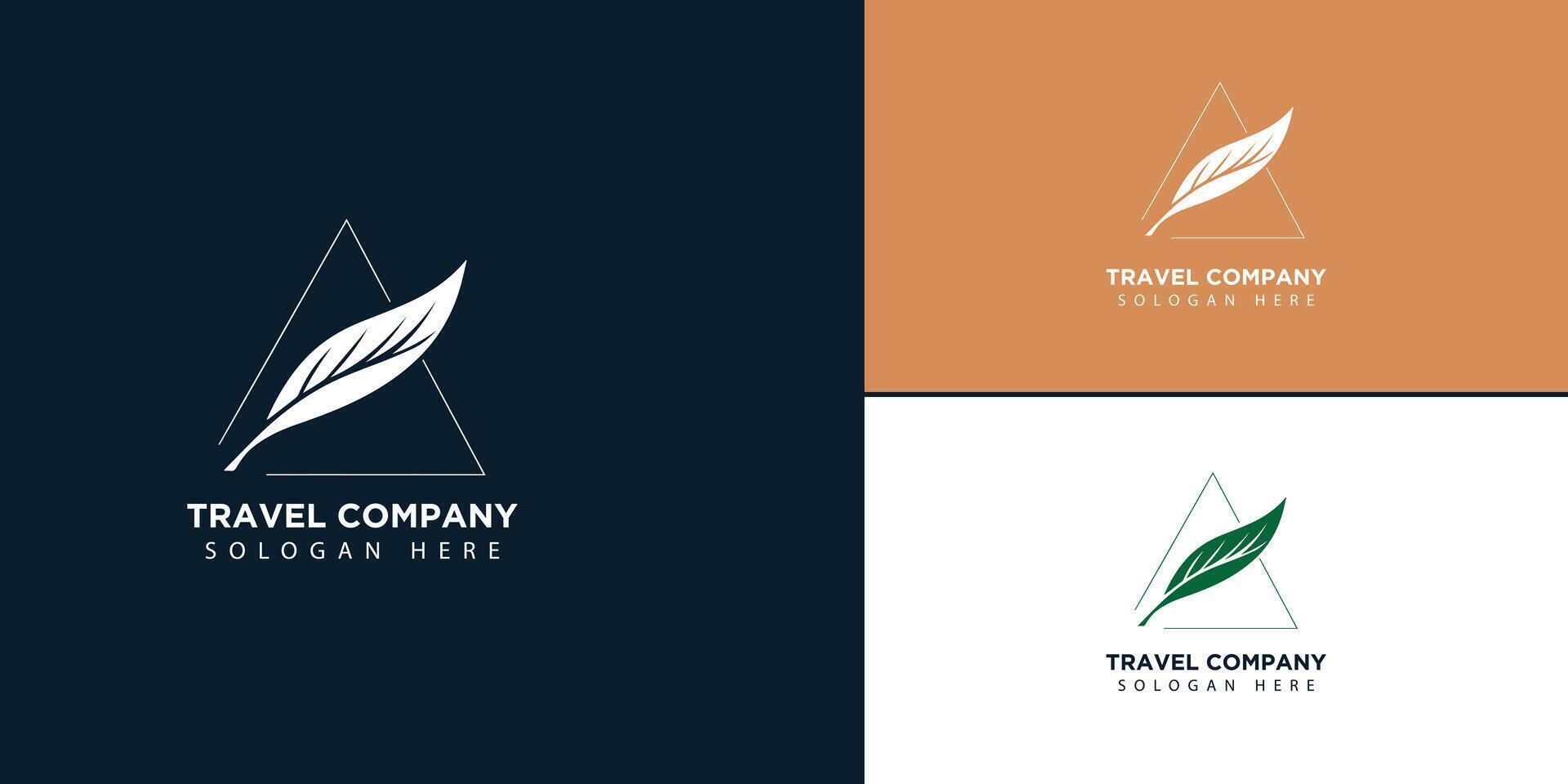 astratto foglia e triangolo far cadere logo design concetto vettore