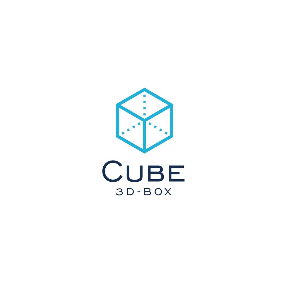 icona del cubo. Modello di logo astratto piatto semplice scatola 3D. idea emblema moderno. logotipo concept design per il business. illustrazione vettoriale isolato