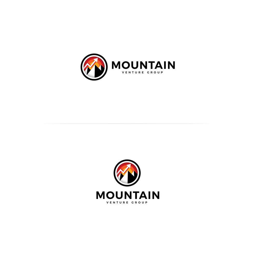 icona di montagna. forma del cerchio con il concetto di logo di montagna per il gruppo di rischio, consulente finanziario, avventura e viaggio. logotipo piatto semplice rotondo.vettore isolato idea logo per affari e avvio. vettore