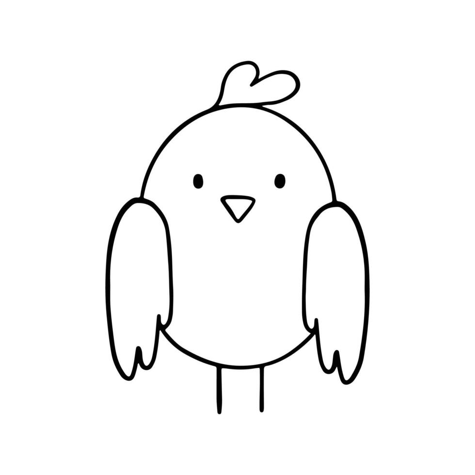 carino uccello schema cartone animato illustrazione isolato su bianca sfondo. animale illustrazione per bambini colorazione libro. vettore