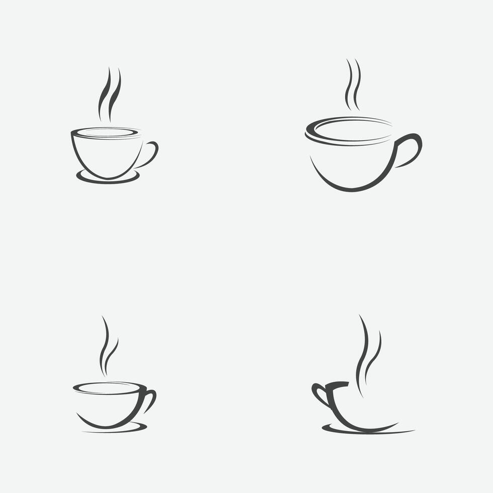 vettore illustrazione impostato di un' tazza di nero caffè su un' grigio sfondo