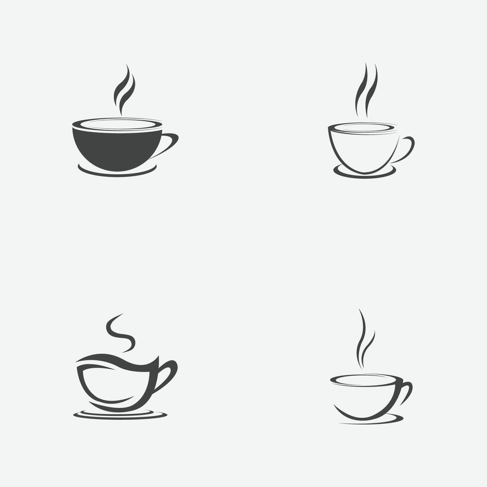 vettore illustrazione impostato di un' tazza di nero caffè su un' grigio sfondo