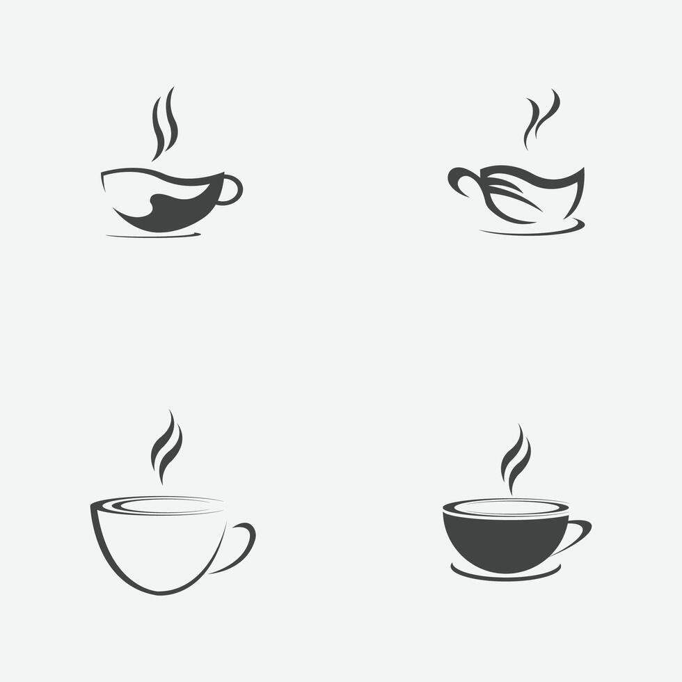 vettore illustrazione impostato di un' tazza di nero caffè su un' grigio sfondo