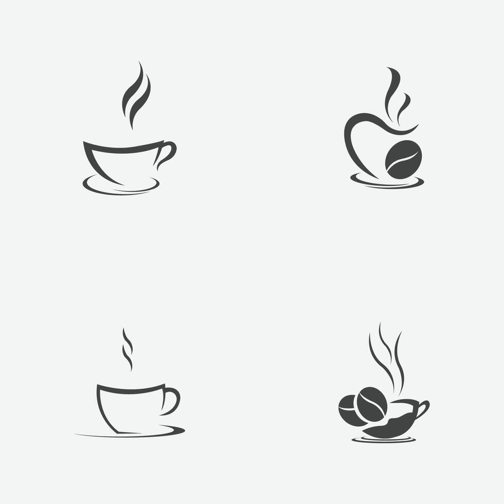 vettore illustrazione impostato di un' tazza di nero caffè su un' grigio sfondo