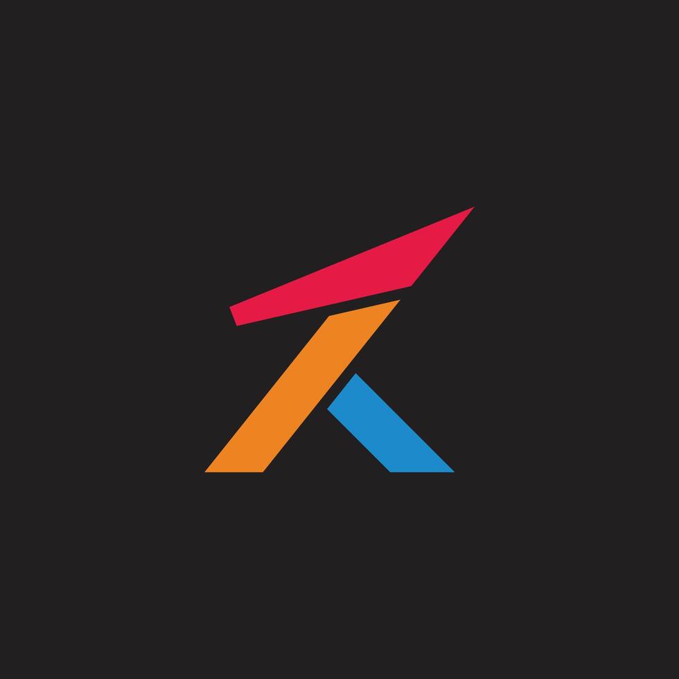lettera K colorato astratto freccia semplice linea logo vettore