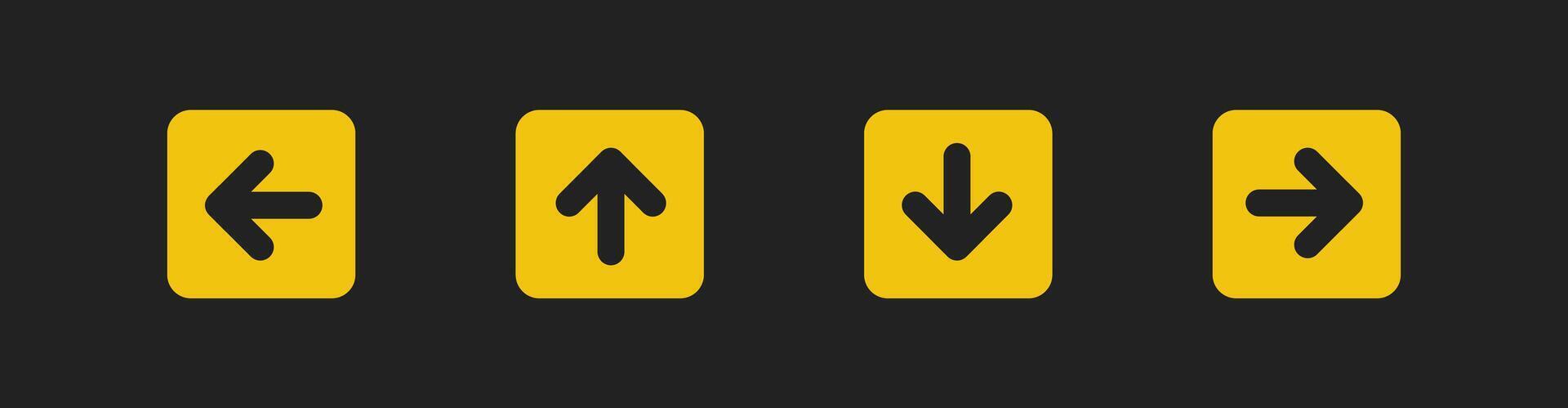 Questo è un freccia icona impostato nel un' piatto stile. freccia vettore illustrazione su nero sfondo. giallo colore. adatto per ragnatela design o App ui.