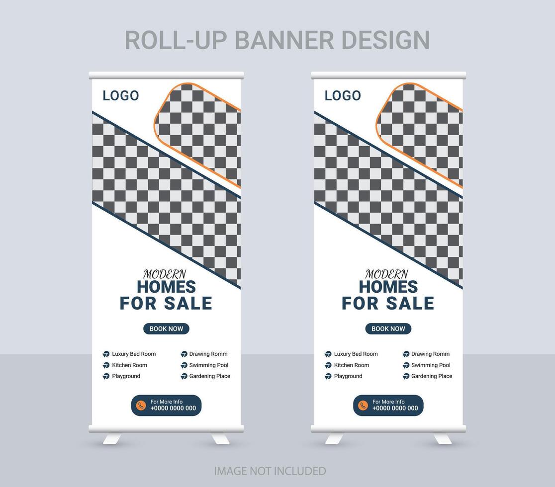 design banner rollup vettore