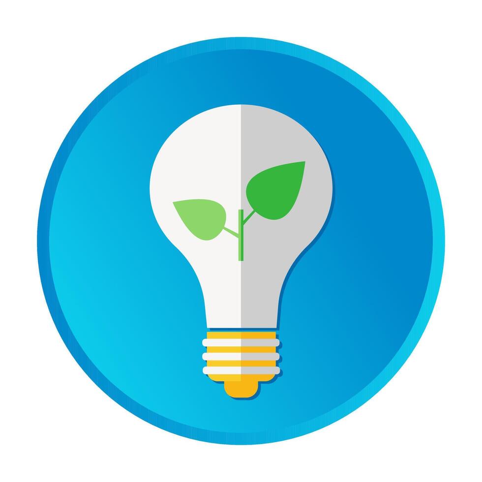 volumetrica icona con un' leggero lampadina con un' pianta dentro, energia Salvataggio vettore