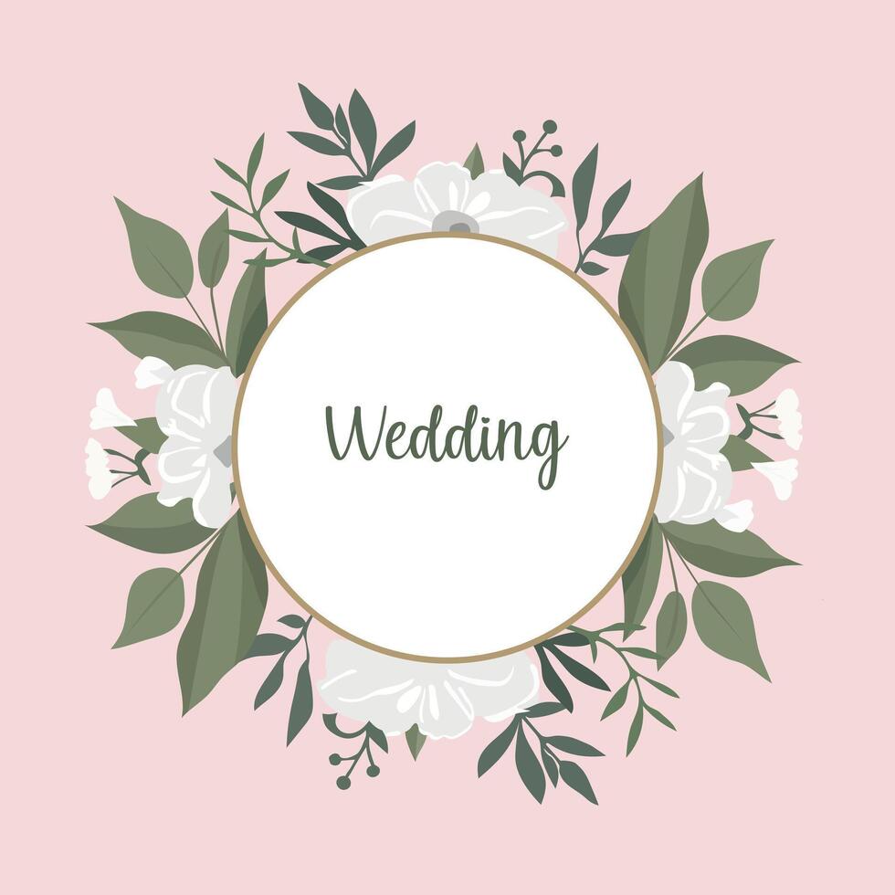 fiore decorazione nozze sfondo con arrotondato bianca vuoto distintivo vettore