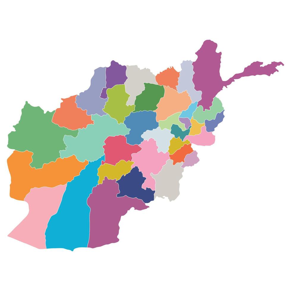 afghanistan carta geografica. carta geografica di afghanistan nel amministrativo province nel multicolore vettore