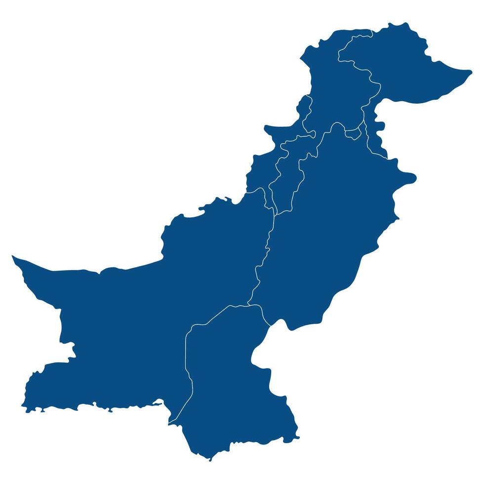 Pakistan carta geografica. carta geografica di Pakistan nel amministrativo province nel blu colore vettore