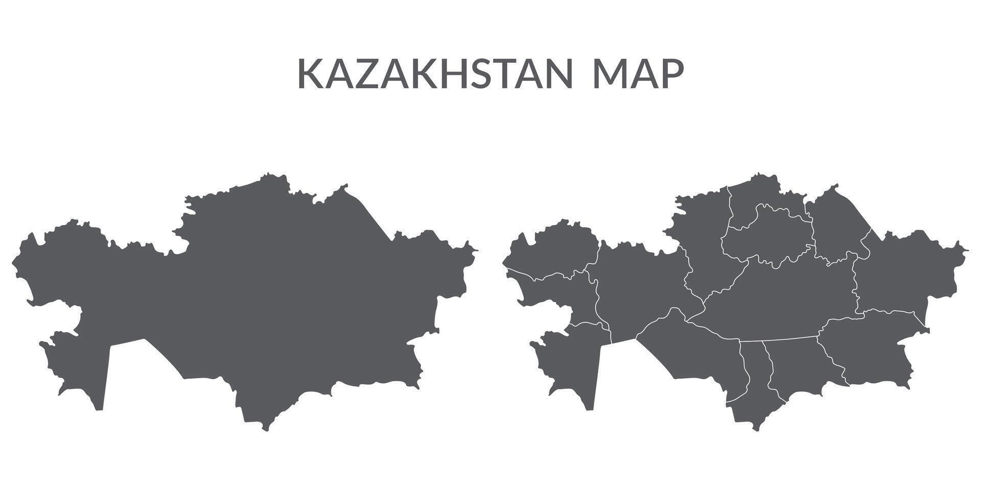 Kazakistan carta geografica. carta geografica di Kazakistan nel grigio impostato vettore