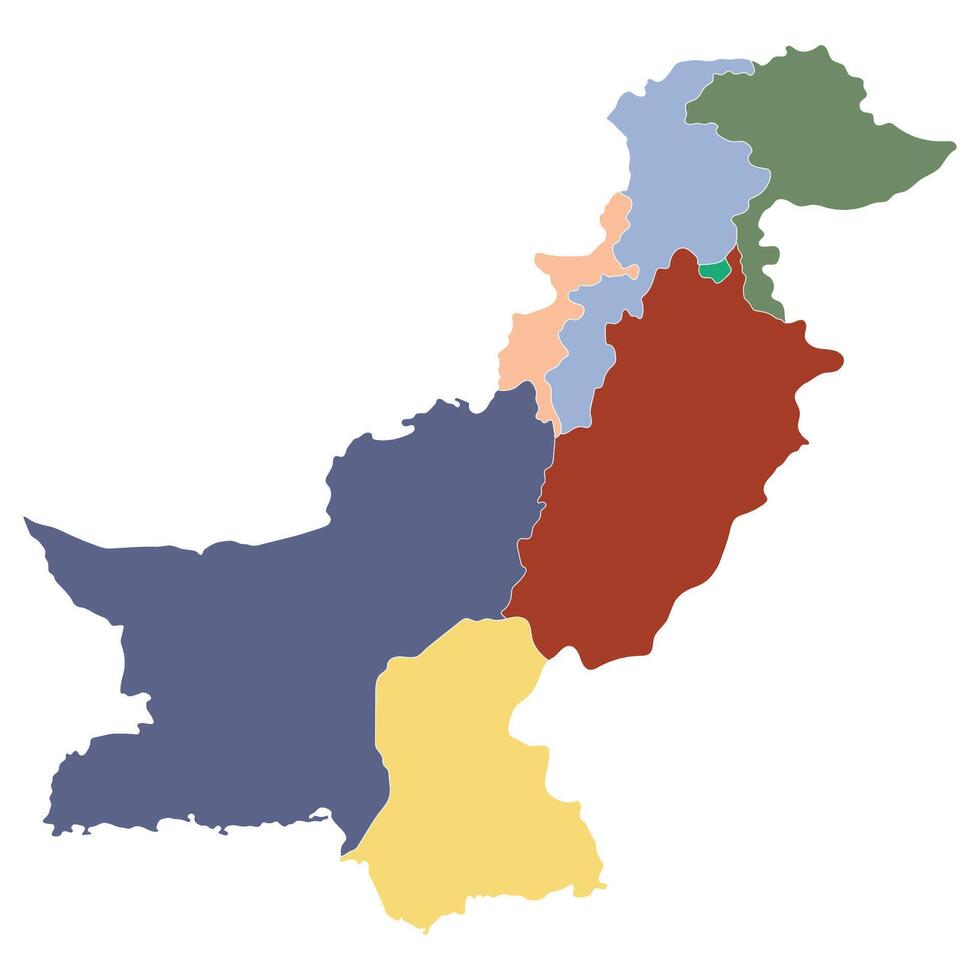 Pakistan carta geografica. carta geografica di Pakistan nel amministrativo province nel multicolore vettore