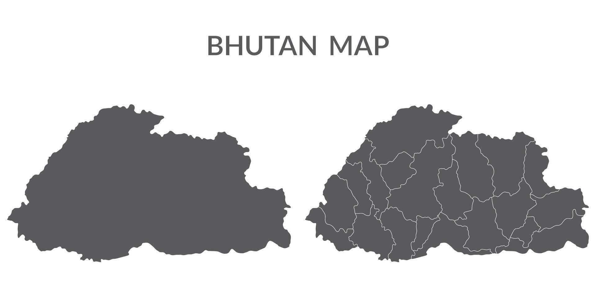 bhutan carta geografica. carta geografica di bhutan nel grigio impostato vettore