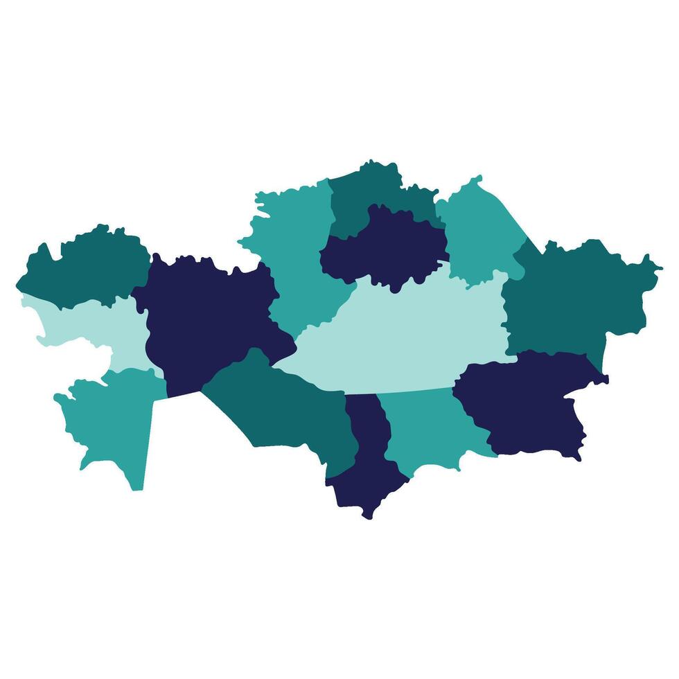 Kazakistan carta geografica. carta geografica di Kazakistan nel amministrativo province nel multicolore vettore