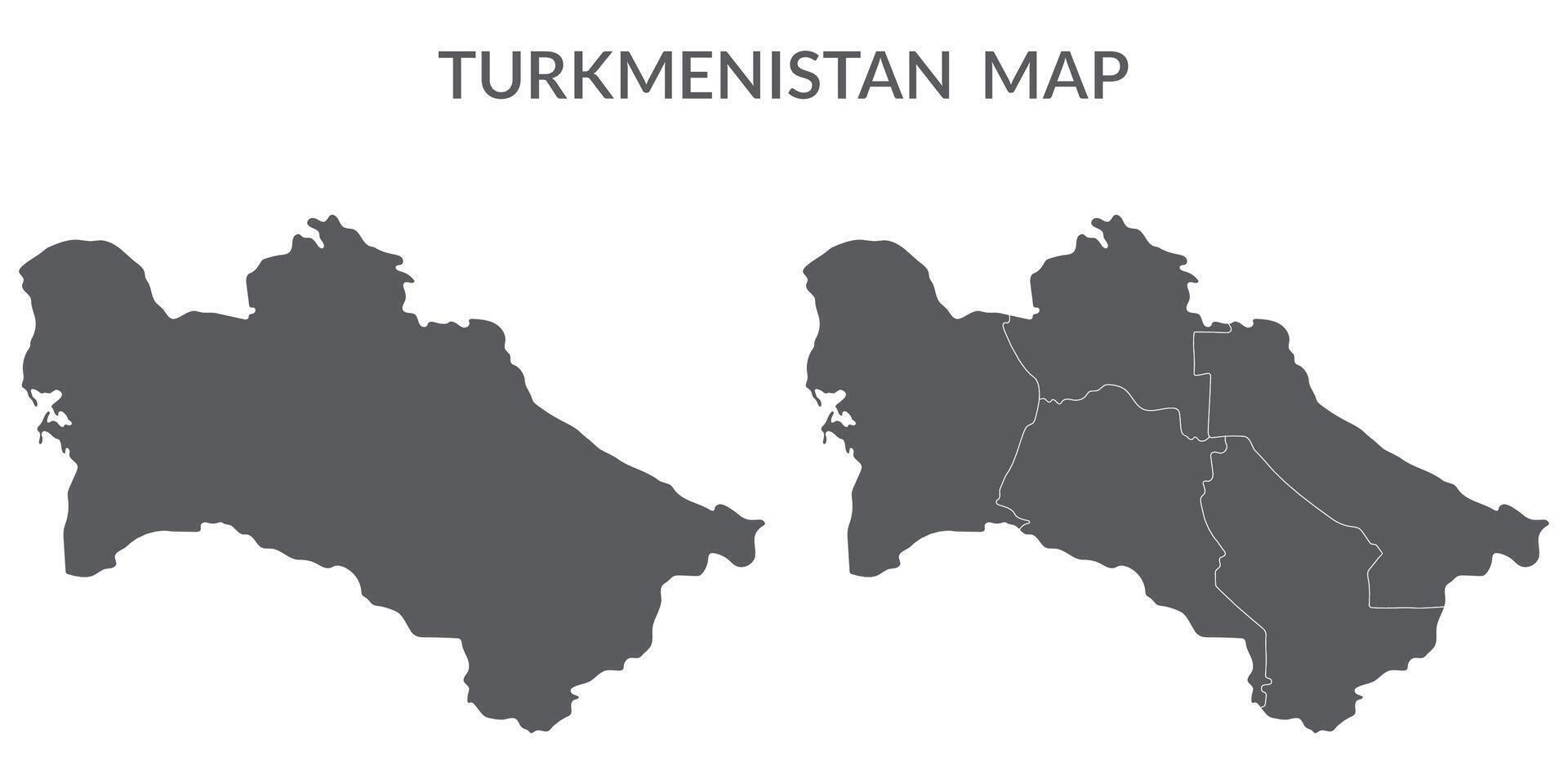 turkmenistan carta geografica. carta geografica di turkmenistan nel grigio impostato vettore