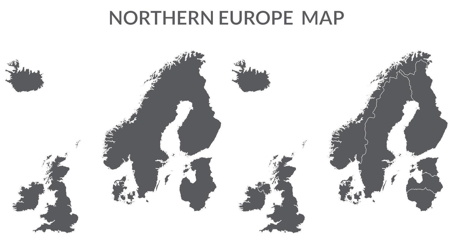 settentrionale Europa nazione carta geografica. carta geografica di settentrionale Europa nel impostato grigio colore vettore