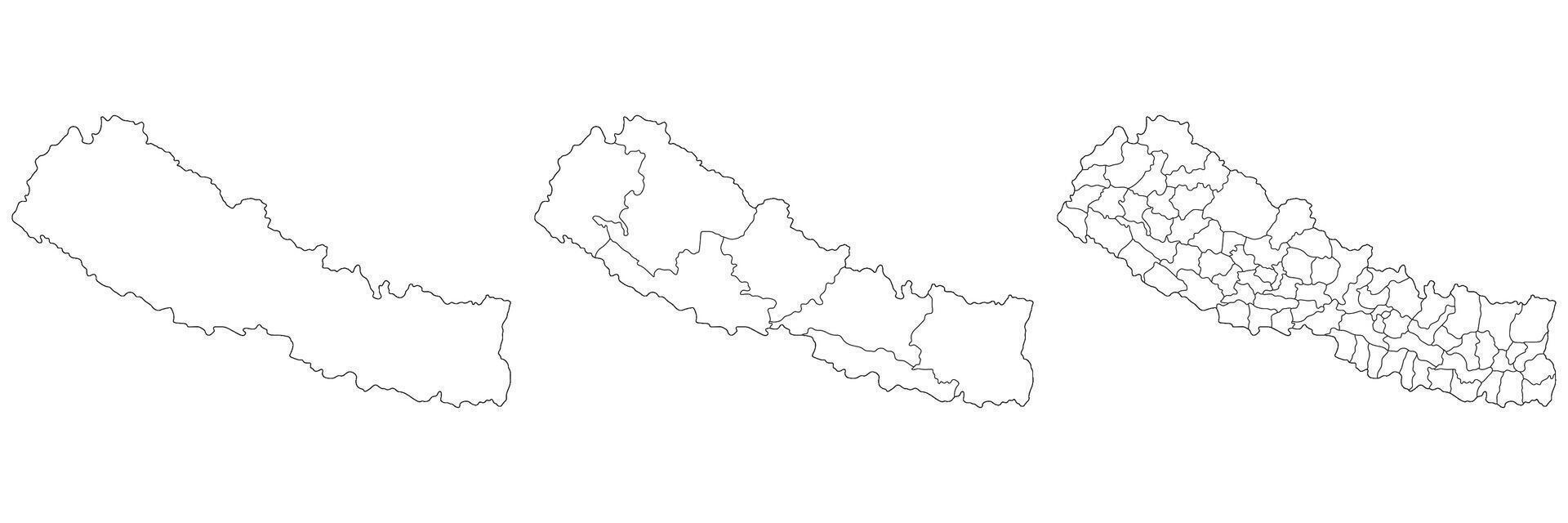 Nepal carta geografica. carta geografica di Nepal nel bianca impostato vettore