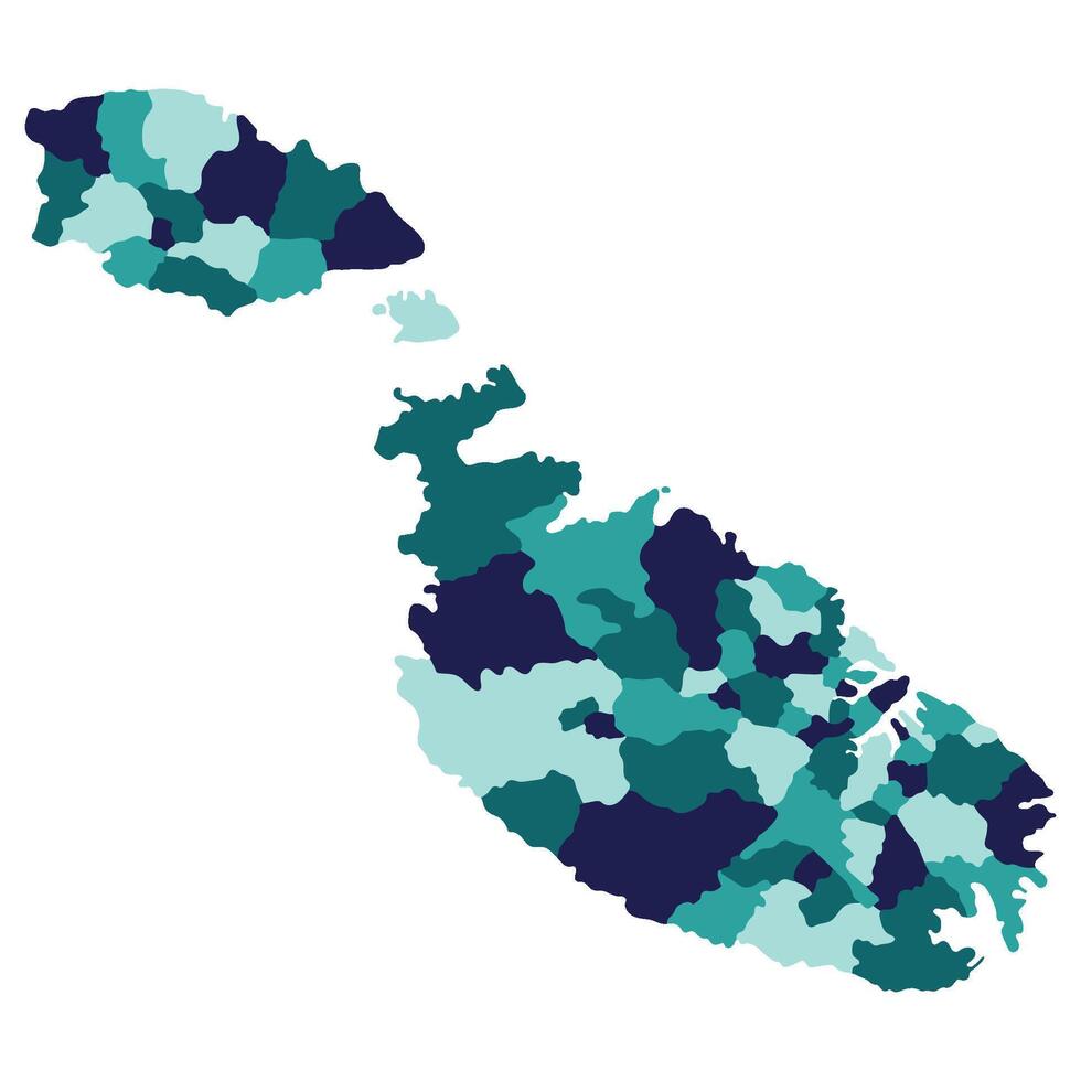 Malta carta geografica. carta geografica di Malta nel amministrativo province nel multicolore vettore