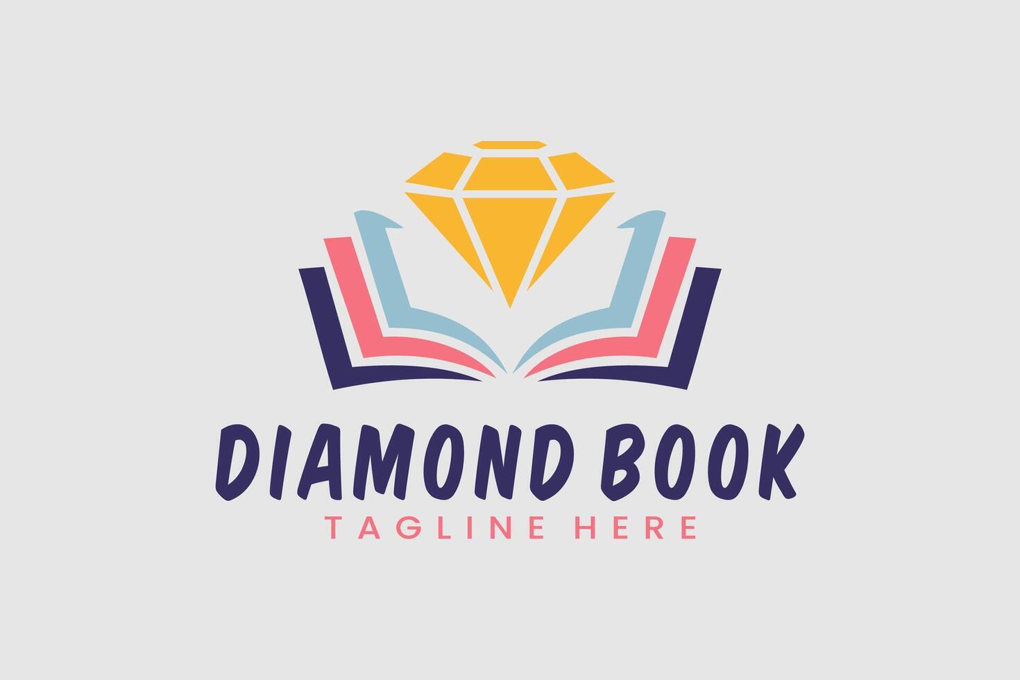 diamante libro logo modello vettore design illustrazione