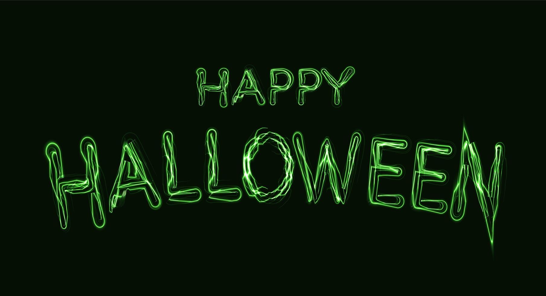 poster di halloween felice. lettere magiche verdi per rituali spirituali e la celebrazione del giorno di halloween. illustrazione vettoriale su sfondo nero.