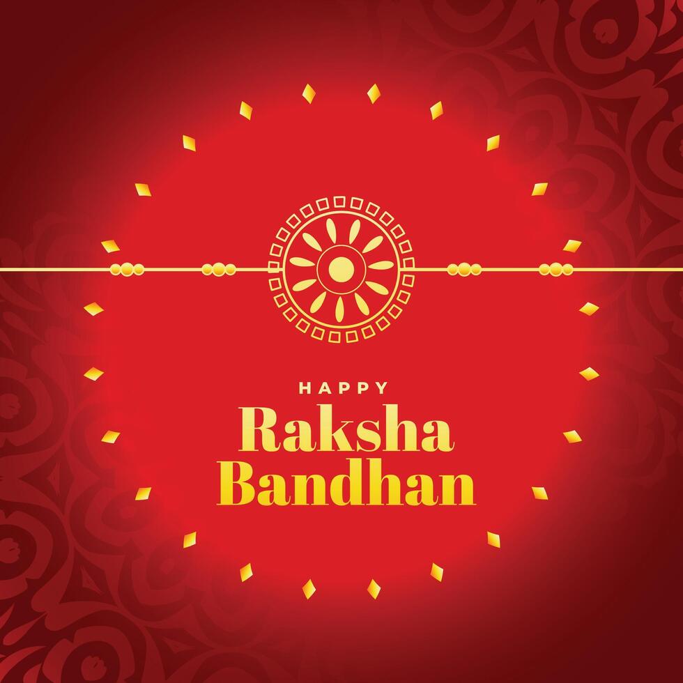 bello rosso Raksha bandhan Festival saluto carta sfondo vettore
