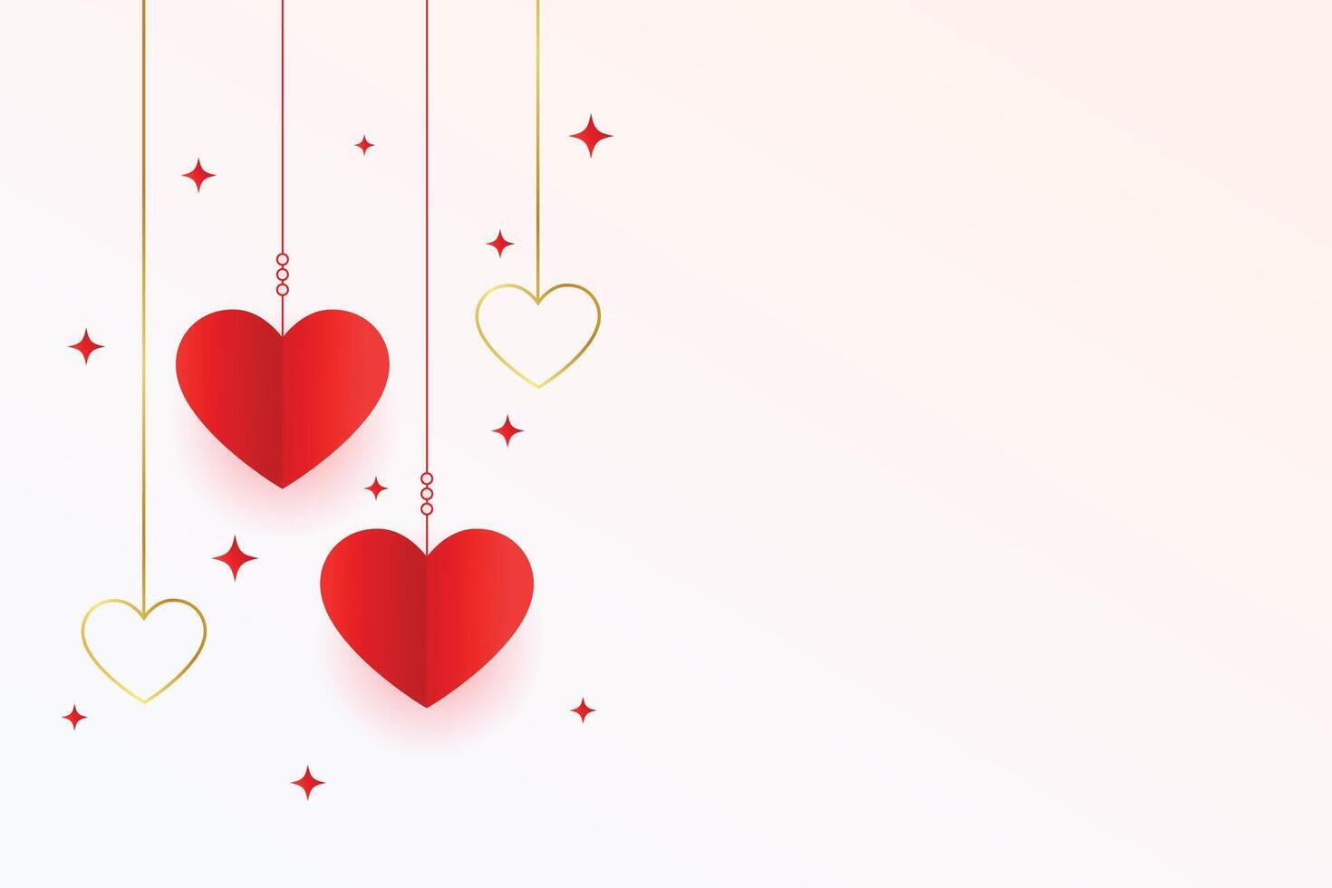 san valentino giorno saluto con carta stile sospeso cuori e testo spazio vettore