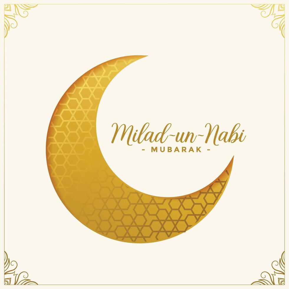 milad un nabi islamico Festival carta d'oro design vettore