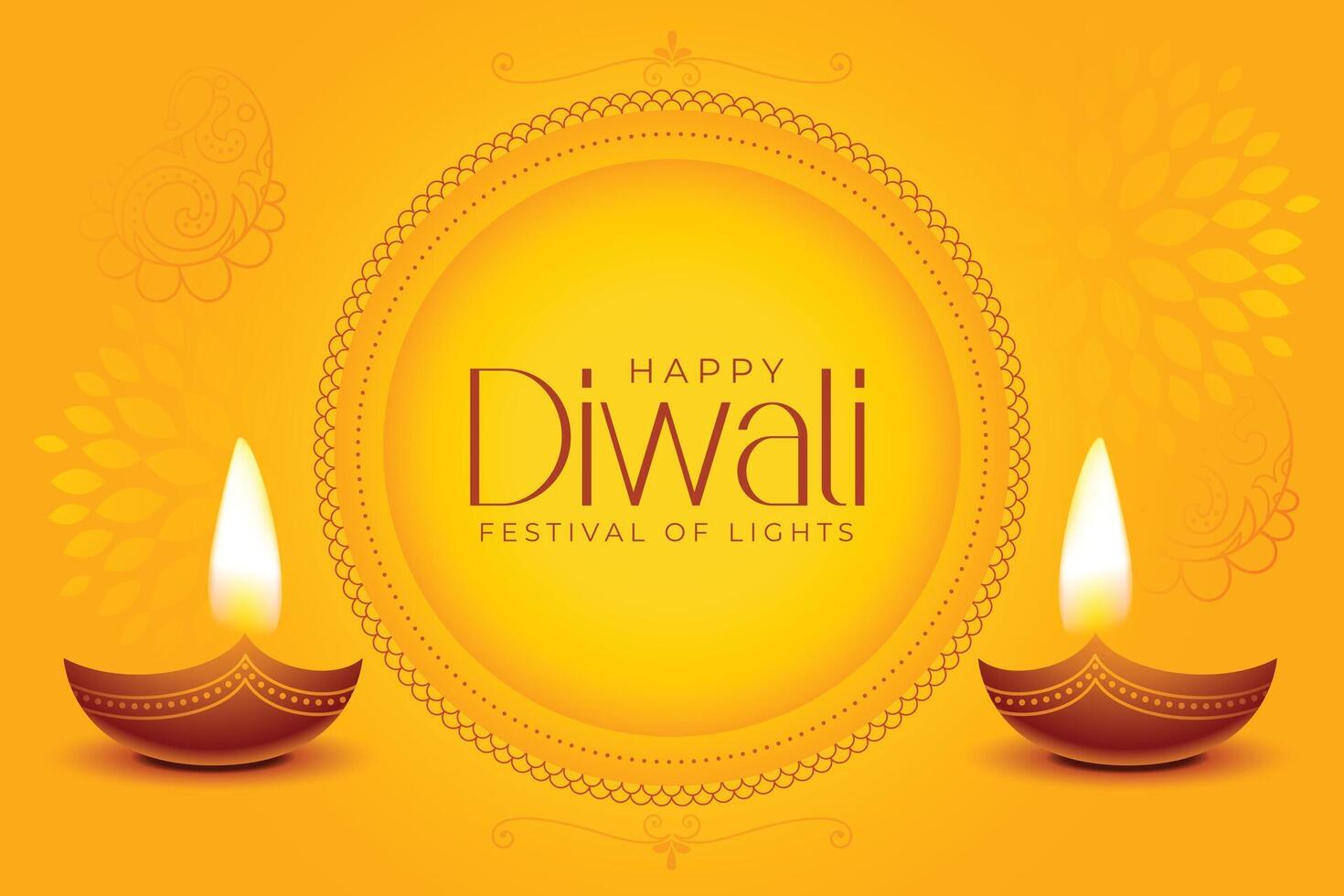 contento Diwali bandiera con diya design nel giallo sfondo vettore