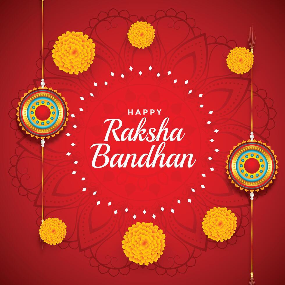 decorativo Raksha bandhan sfondo con calendula fiore vettore