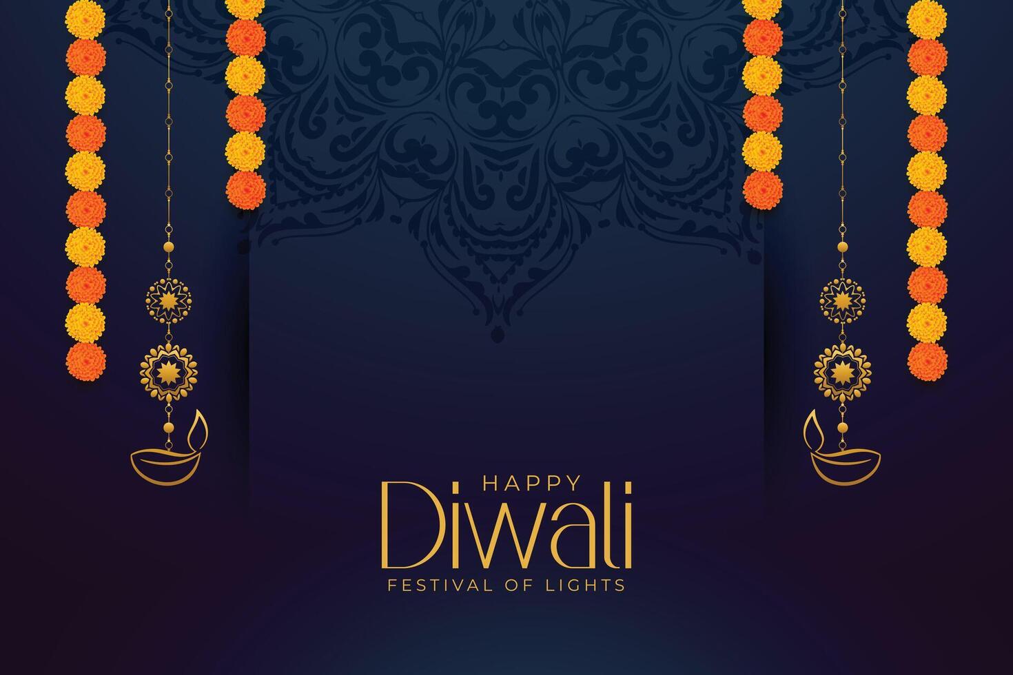 premio shubh Diwali saluto carta con lanterna e fiori design vettore