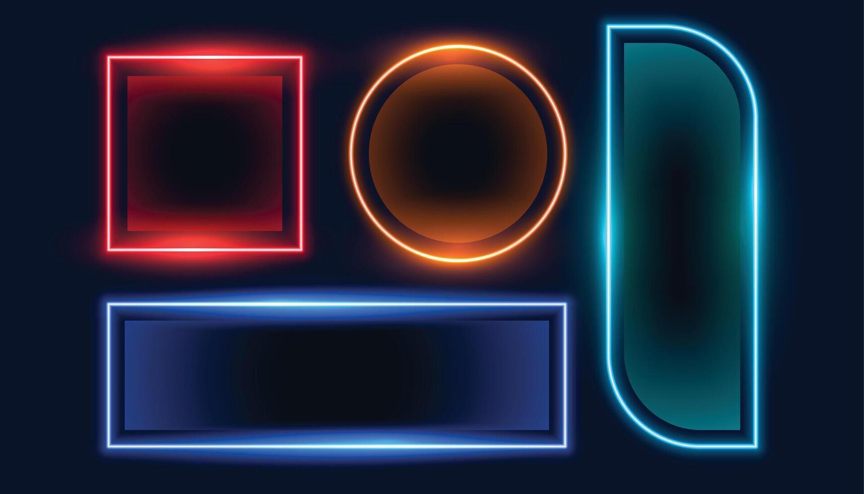 impostato di geometrico neon vuoto telaio banner impostato vettore