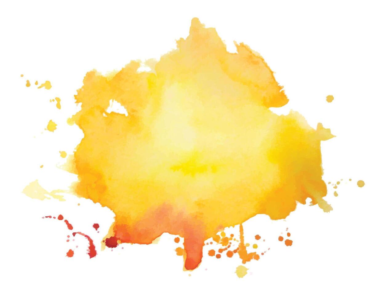 mano dipinto giallo acquerello macchia astratto sfondo vettore
