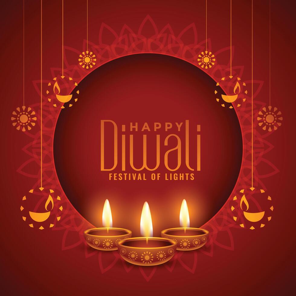 contento Diwali rosso decorativo sfondo design vettore