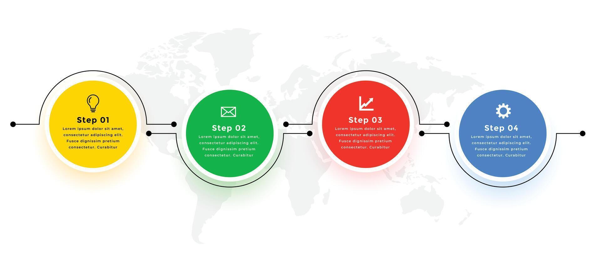 quattro passaggi moderno circolare collegato Infografica modello vettore