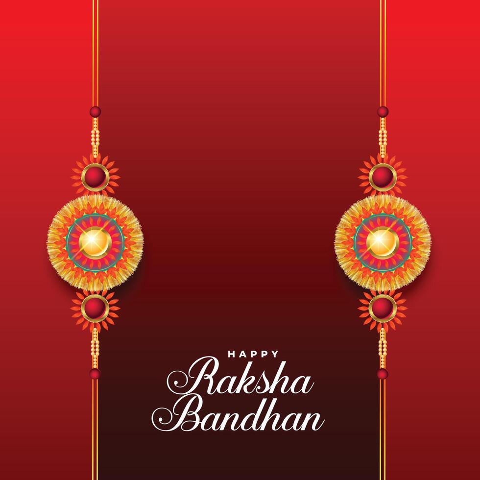 contento Raksha bandhan rosso sfondo con Due rakhi vettore