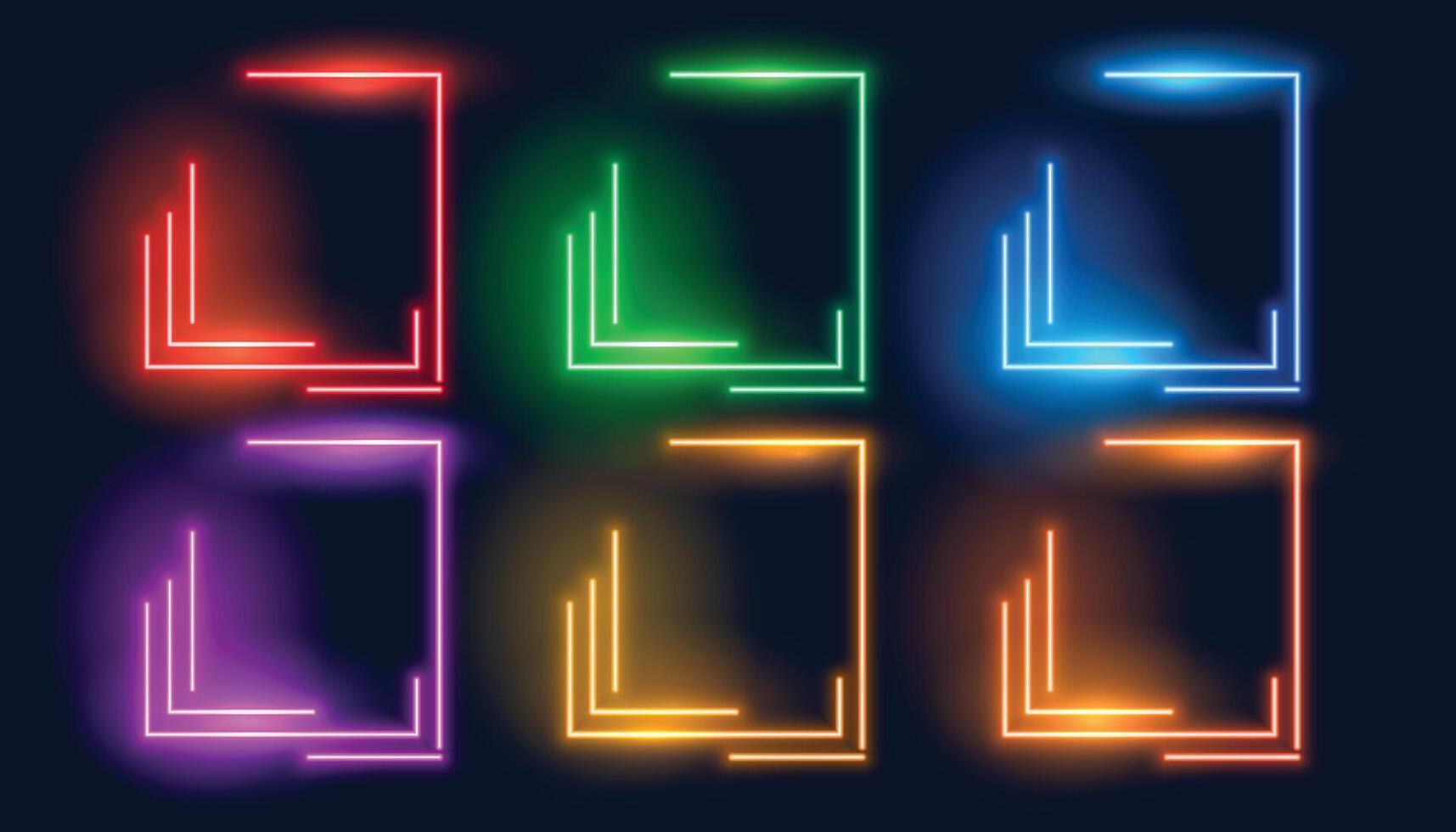 impostato di sei neon colorato geometrico vuoto montatura vettore