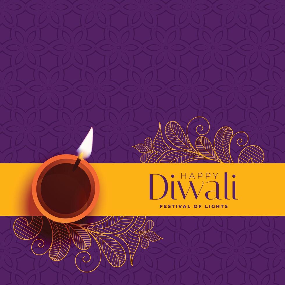 contento Diwali sfondo con diya e floreale decorazione vettore
