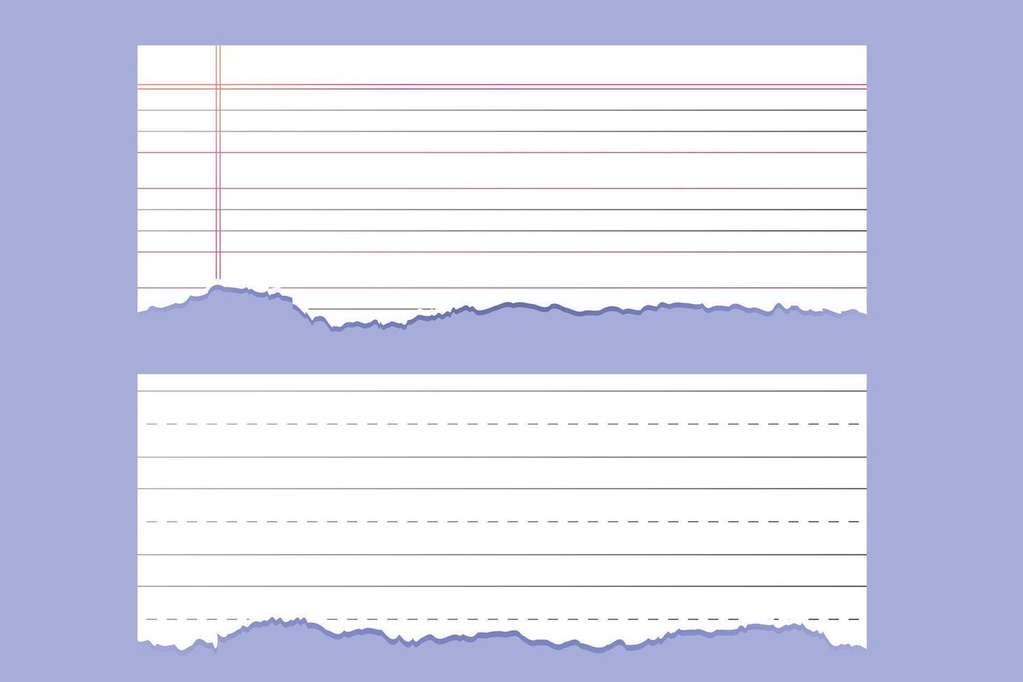 Due strappato pagine di scuola taccuino carta lenzuola vettore