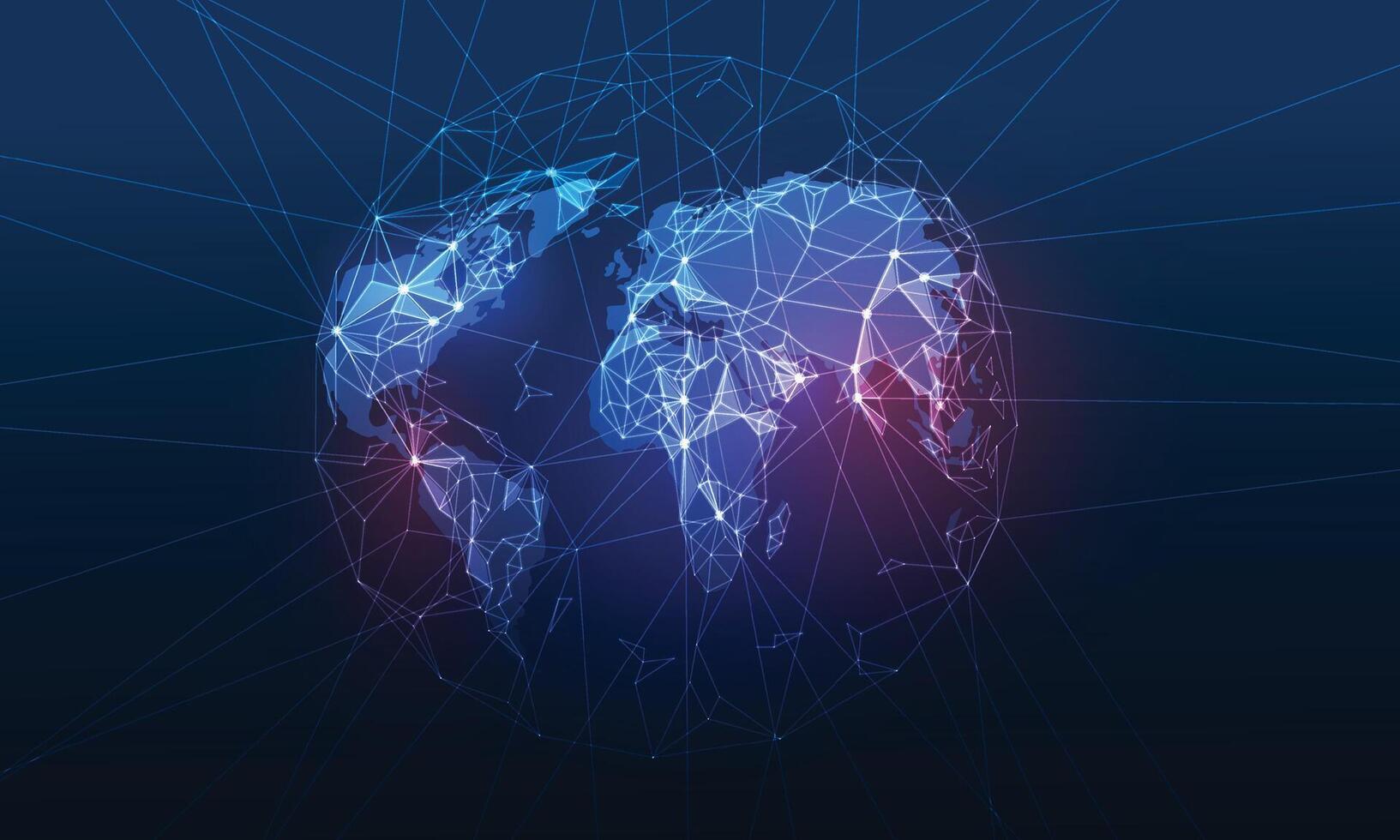 connessione di rete globale. punto della mappa del mondo e concetto di composizione della linea del business globale. illustrazione vettoriale