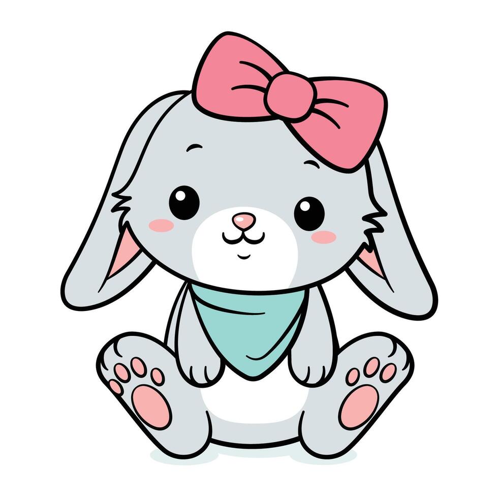 carino Pasqua coniglietto rabit con sciarpa e arco vettore
