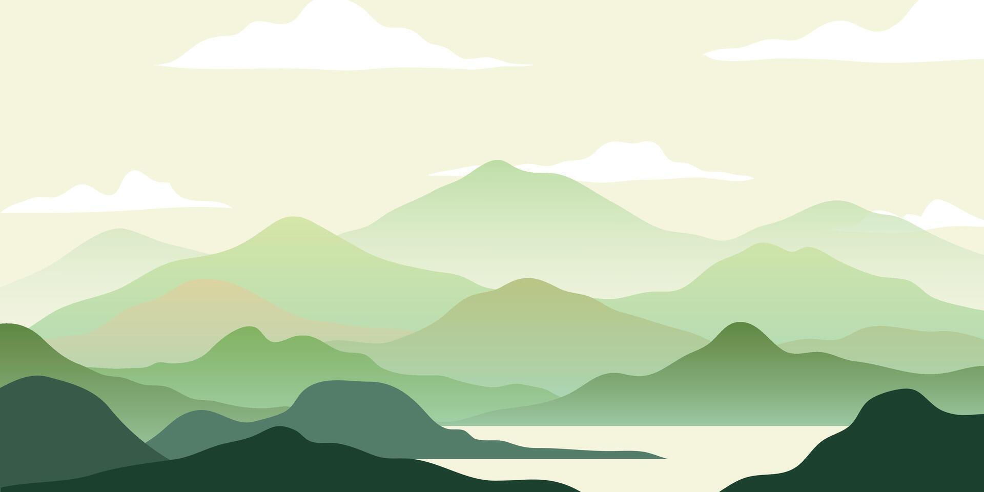 montagna colori, traslucido onde, tramonto, astratto bicchiere forme, moderno sfondo, design vettore illustrazione