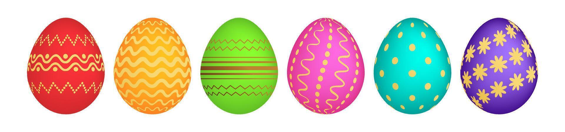 impostato di sei colorato Pasqua uova vettore