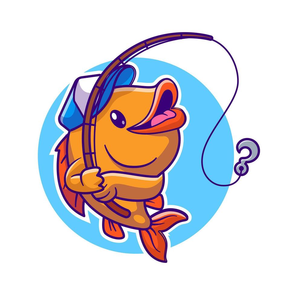 carino pesce pesca cartone animato vettore icona illustrazione.animale sport icona concetto isolato premio vettore. piatto cartone animato stile