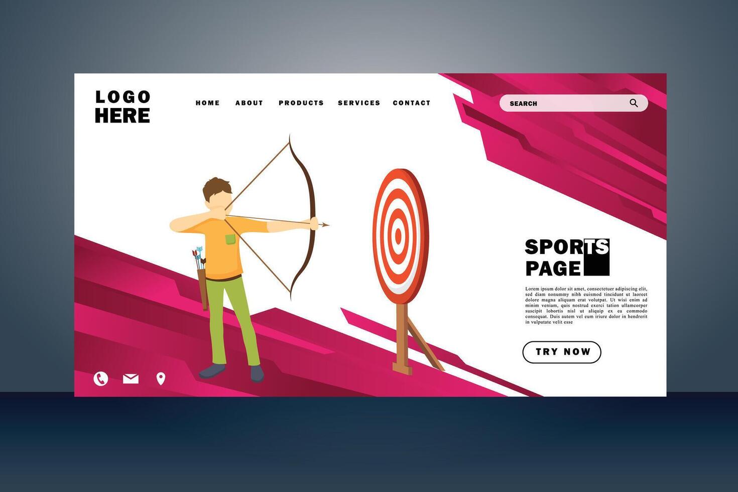 sport atterraggio pagina piatto design vettore